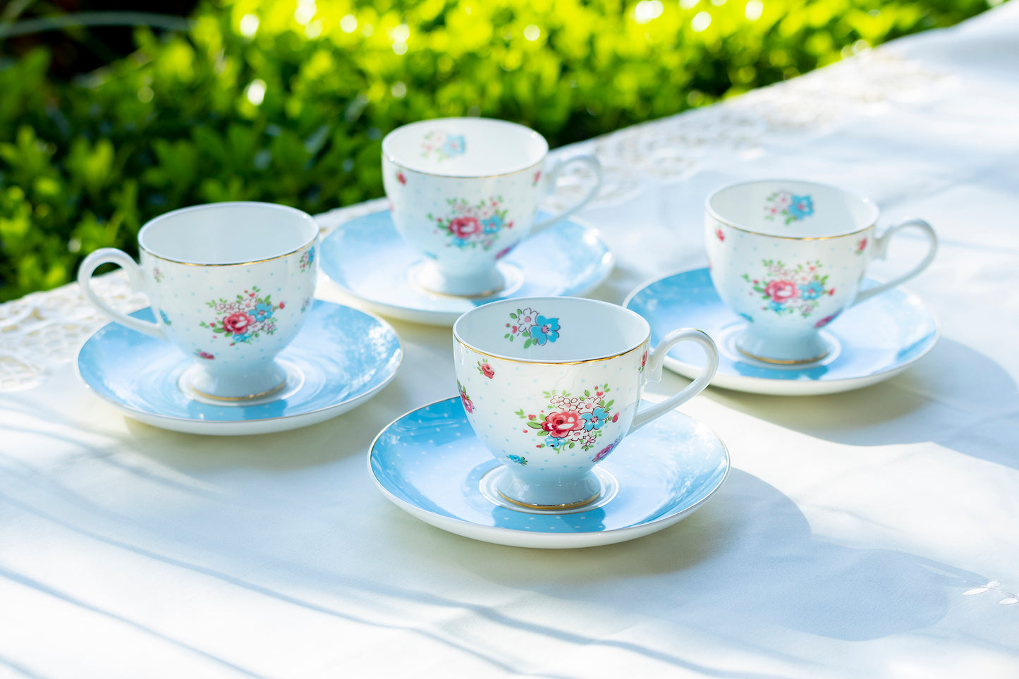 Baby Blue Katie Rose Bone China 11-Piece Tea Set