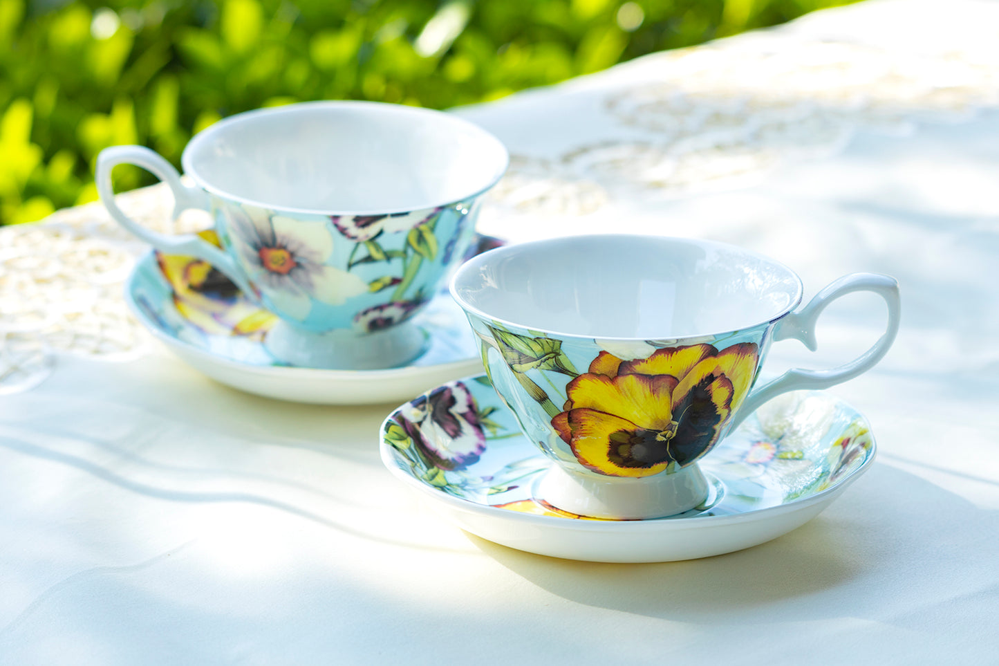 Yellow Pansy Bone China Tea Cup and Saucer