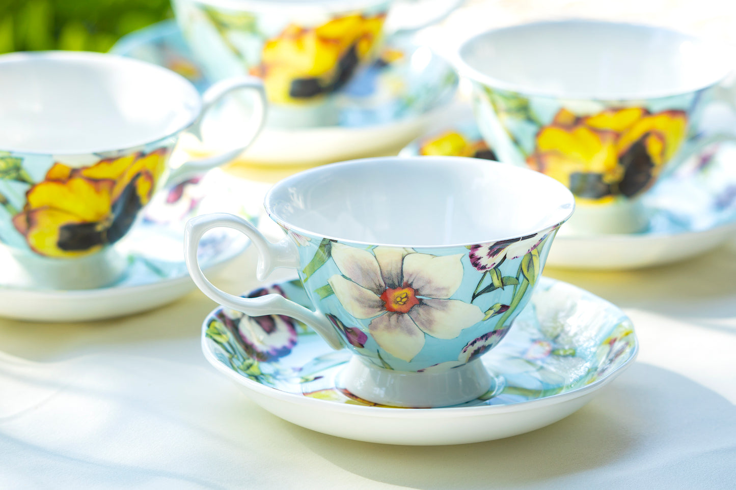 Yellow Pansy Bone China Tea Cup and Saucer