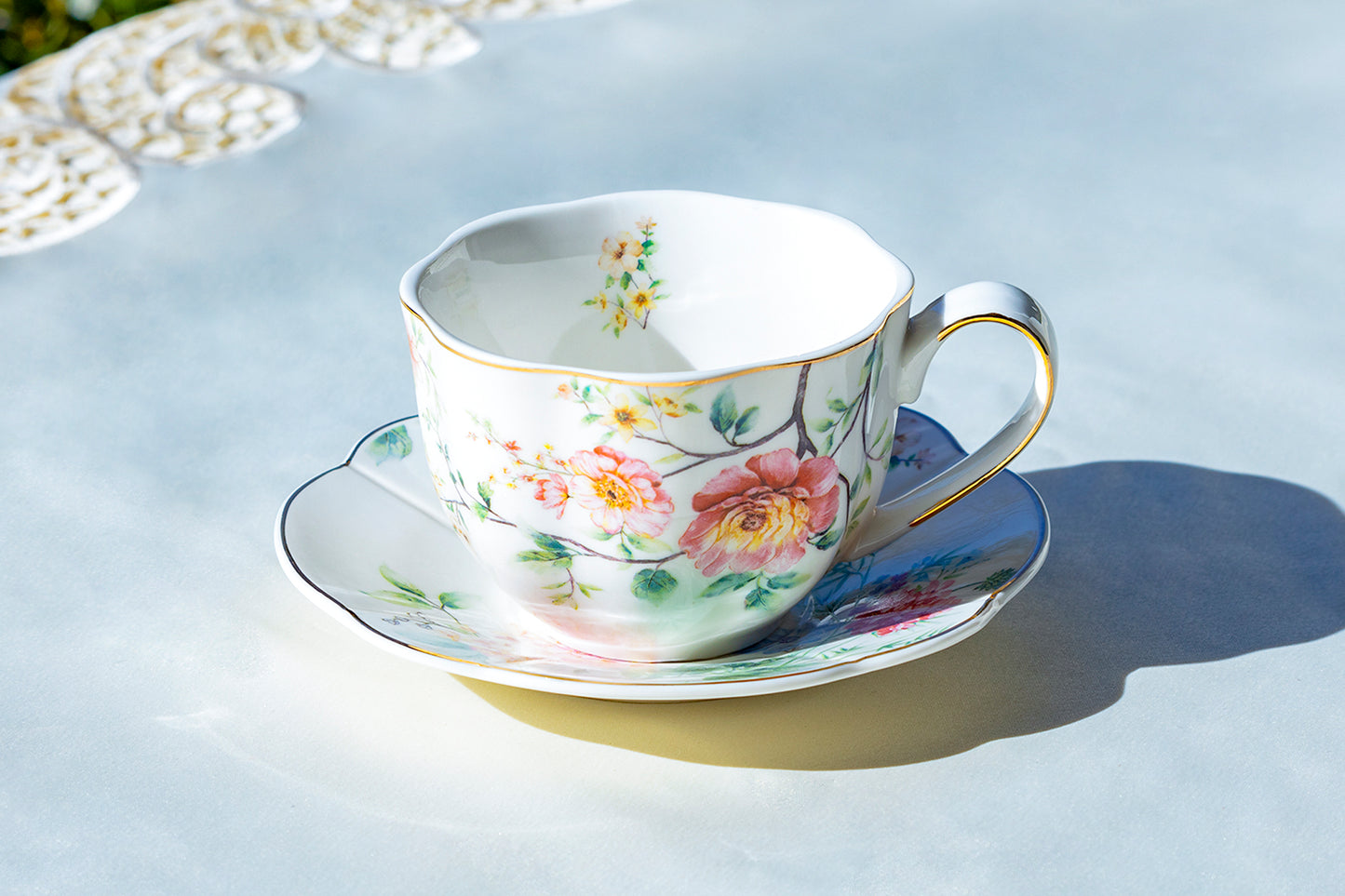 Pink Camellia Tea Cup and Saucer