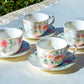 Grace Teaware Pink Camellia Fine Porcelain Tea Cup and Saucer Set of 4