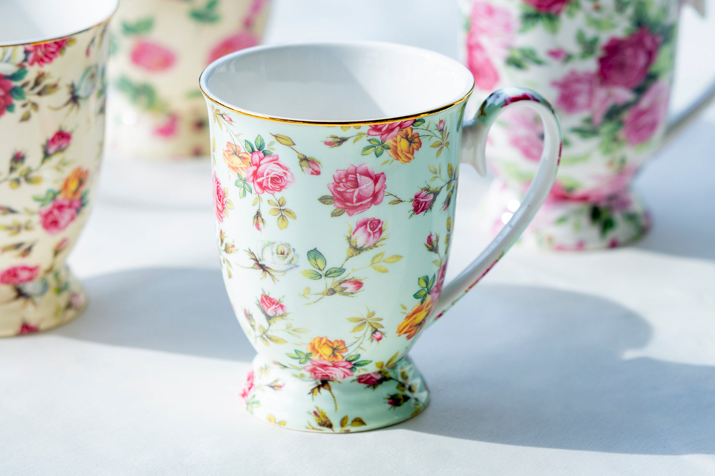 Assorted Rose Chintz Fine Porcelain Mug Set of 4