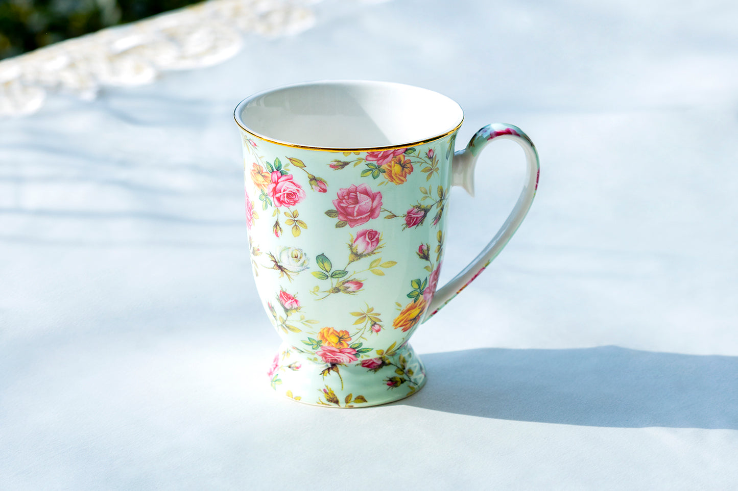 Gracie China Blue Rose Chintz Porcelain Mug