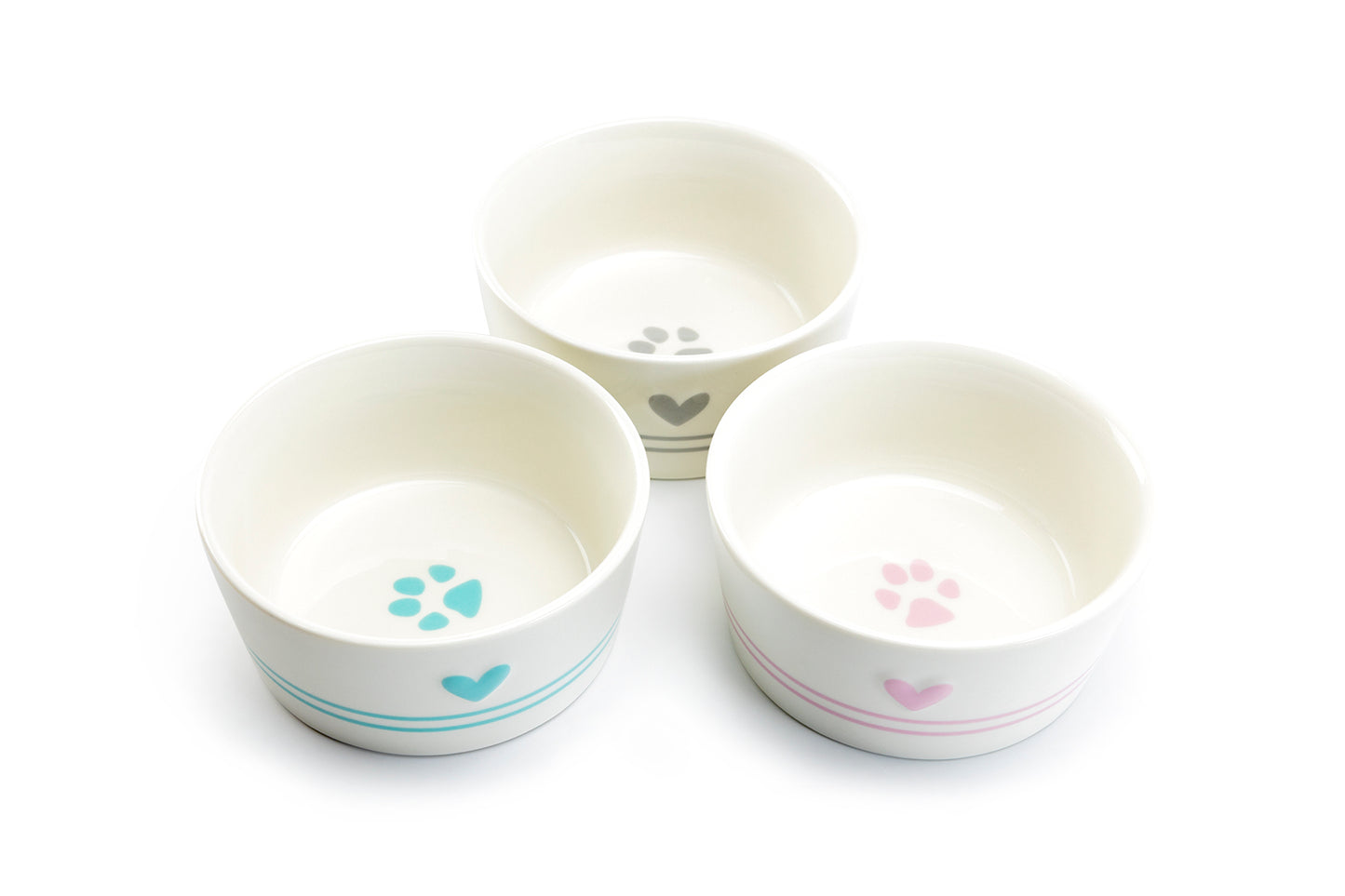 4.88" Raised Heart Ceramic Pet Bowl with Paw Print Teacup's Diner