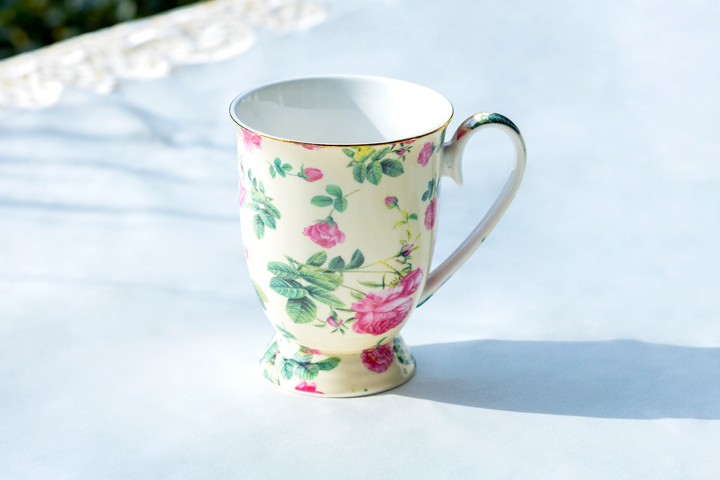 Gracie China Cream Rose Chintz Porcelain Mug