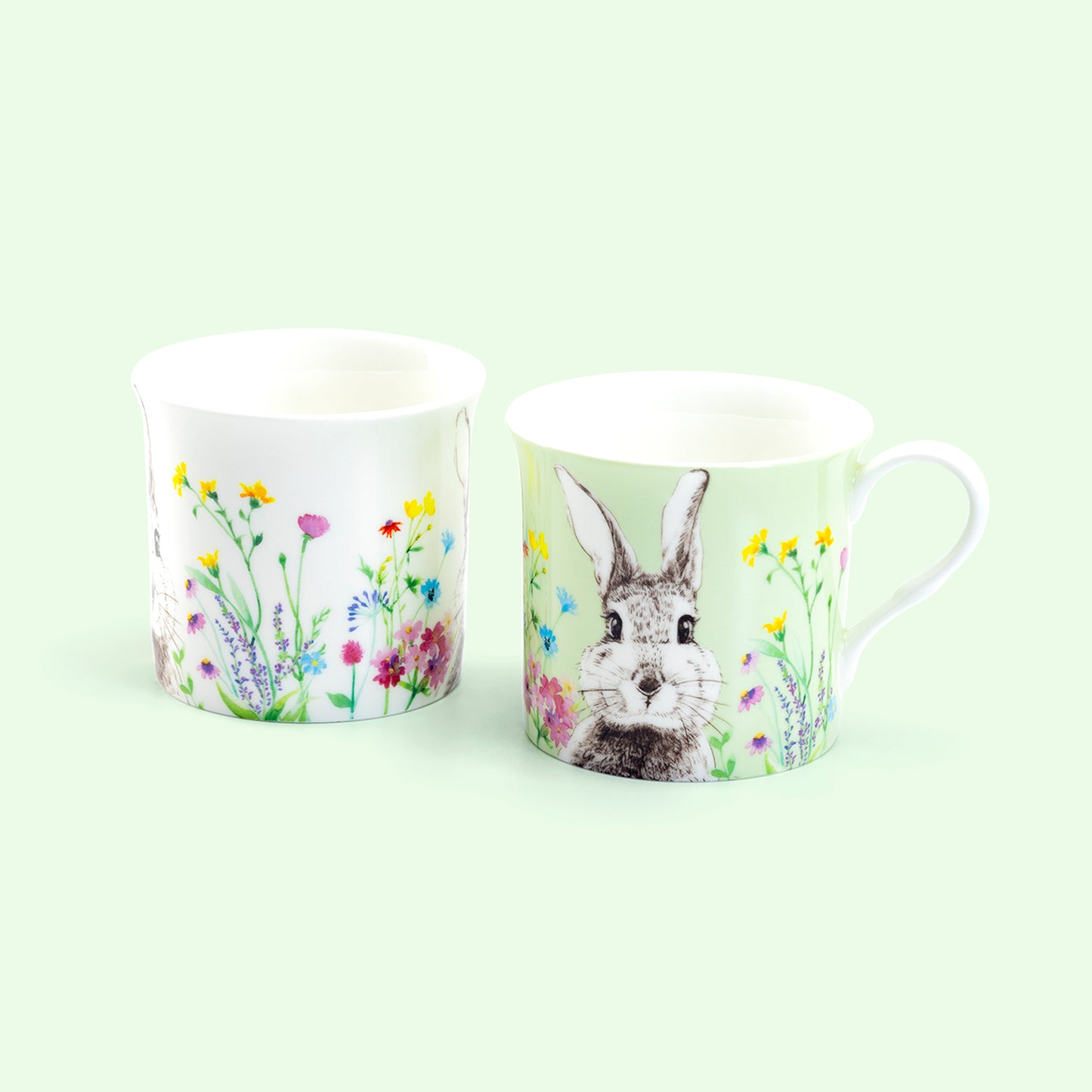 Stechol Gracie Bone China Green & White Easter Bunny Mugs