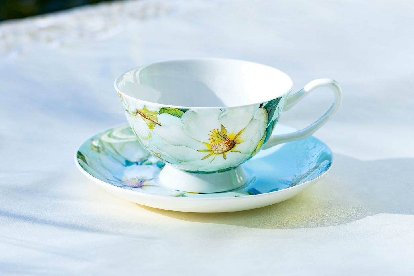 Stechcol Gracie Bone China Magnolia Bone China Tea Cup and Saucer