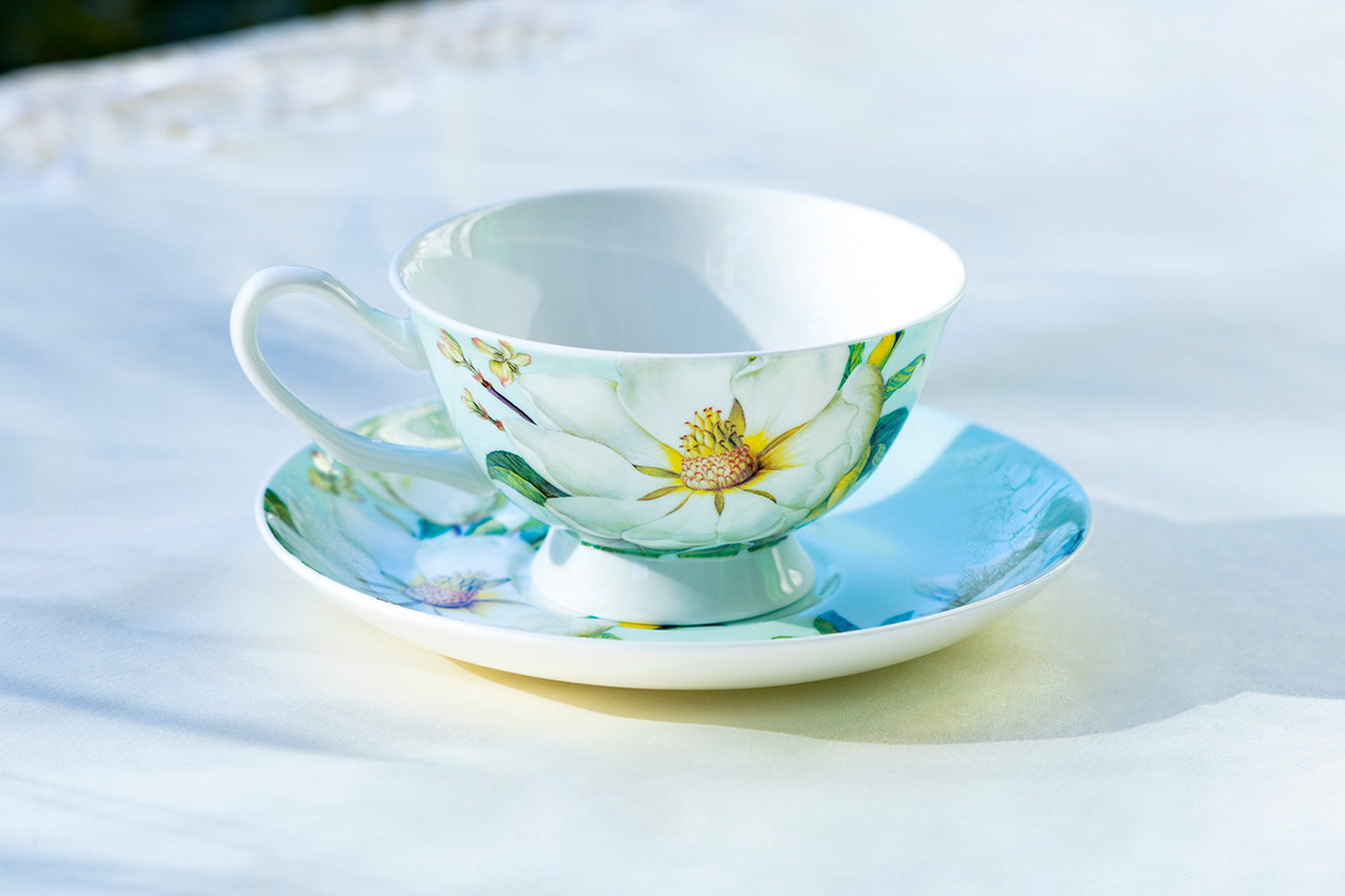 Gracie Bone China Magnolia Tea Cup and Saucer