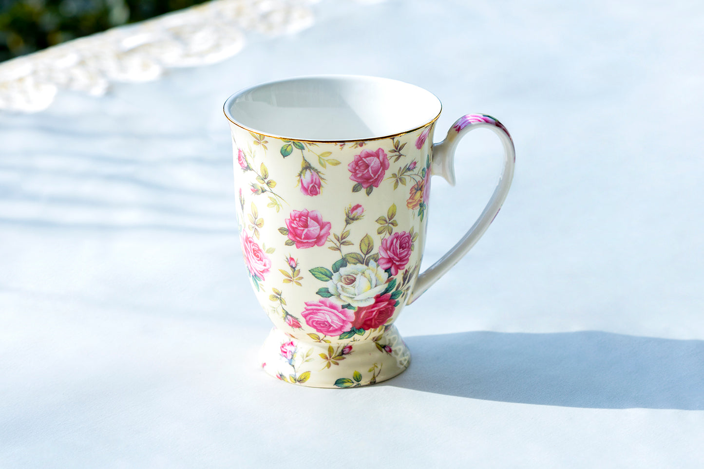 Gracie China Yellow Rose Chintz Porcelain Mug