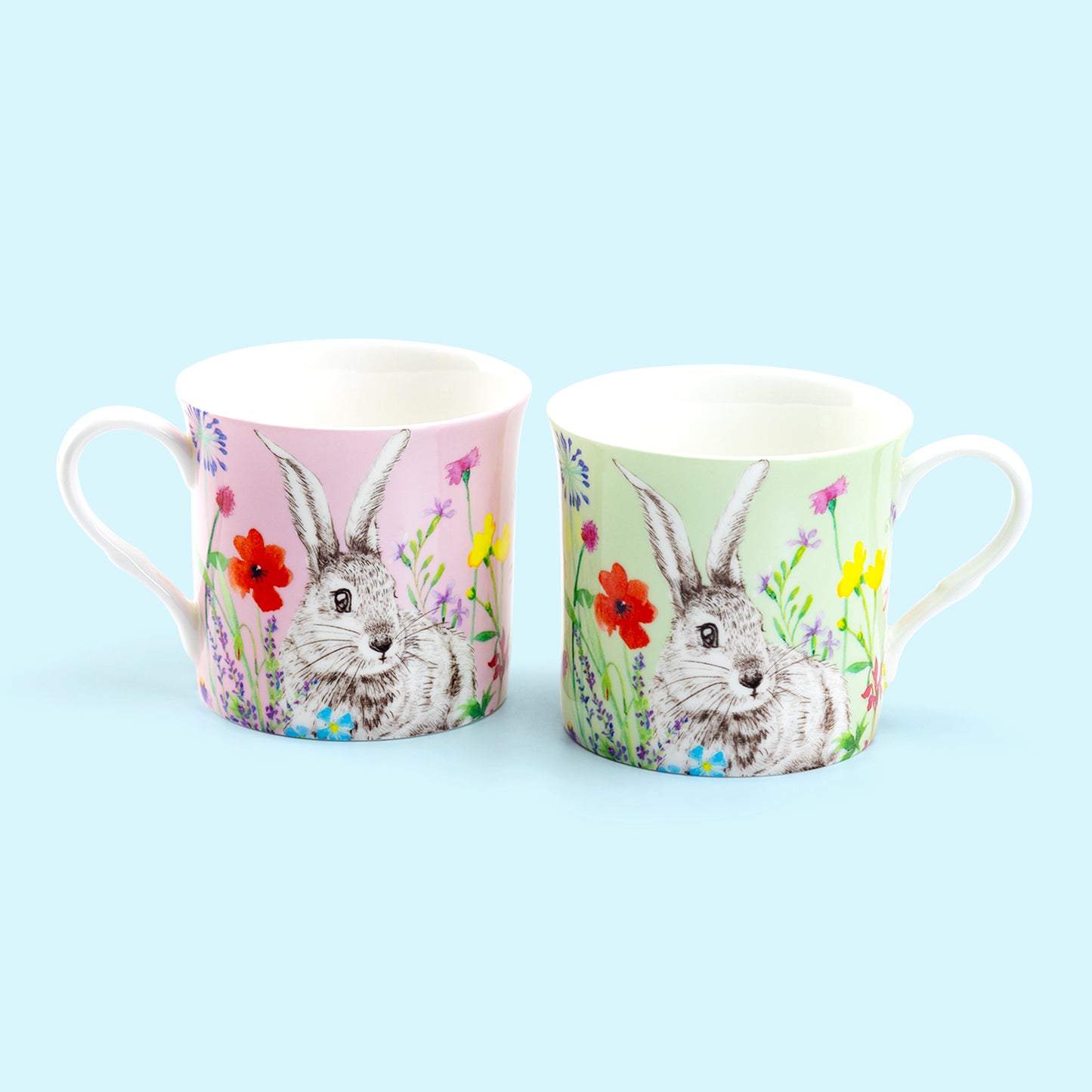 Stechol Gracie Bone China Flower Bunny Easter Bunny Mugs