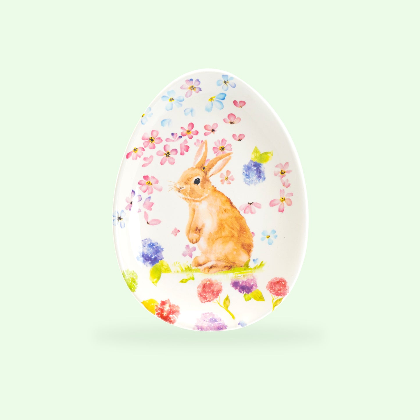 Grace Pantry Spring Flowers Bunny Ceramic Oval Plate