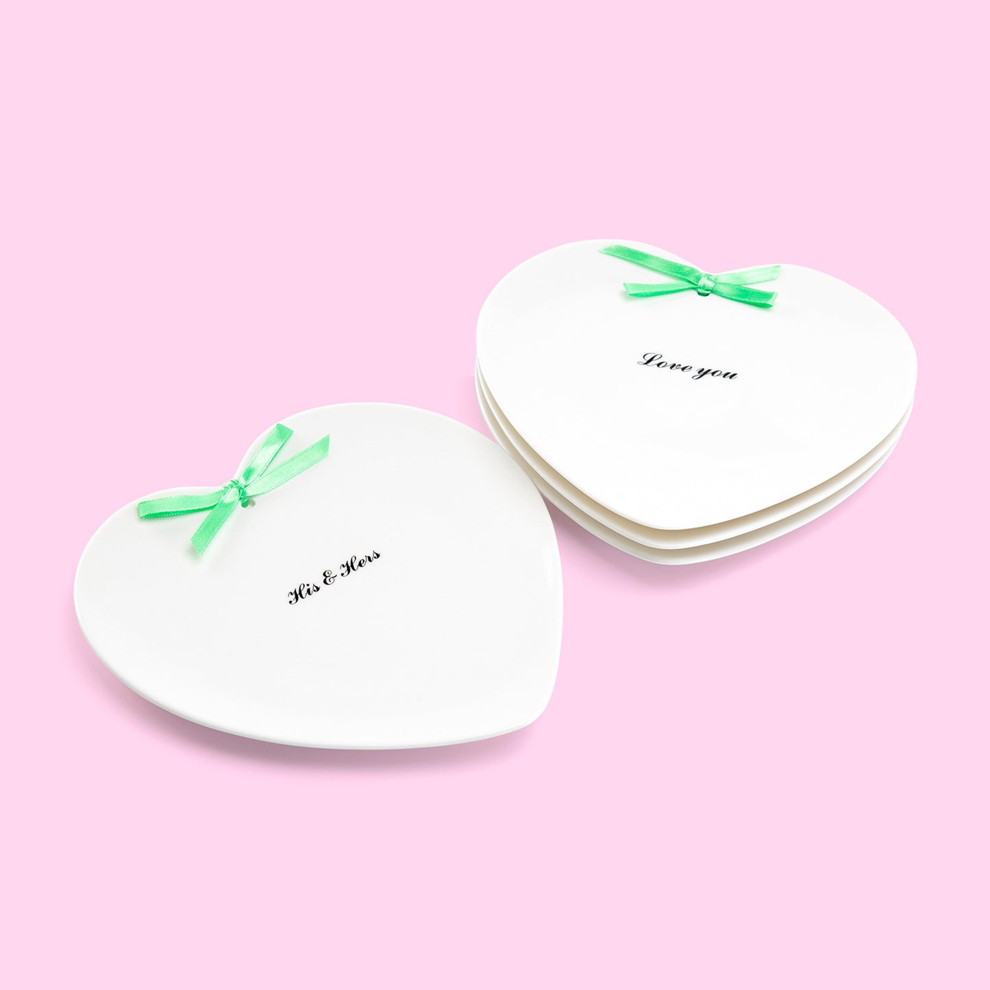 Grace Teaware Love Quotes Heart Shape Plates with Ribbon Tied wedding serve ware bridal shower