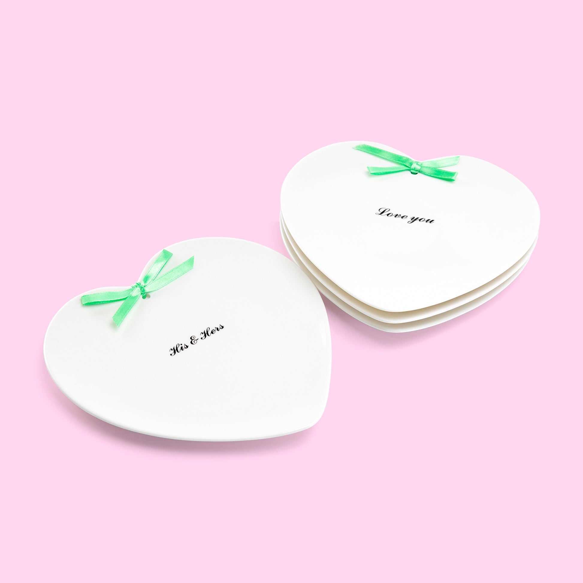 Grace Teaware Love Quotes Heart Shape Plates with Ribbon Tied wedding serve ware bridal shower