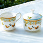 Grace Teaware Butterflies with Blue Ornament Fine Porcelain Sugar Bowl and Creamer