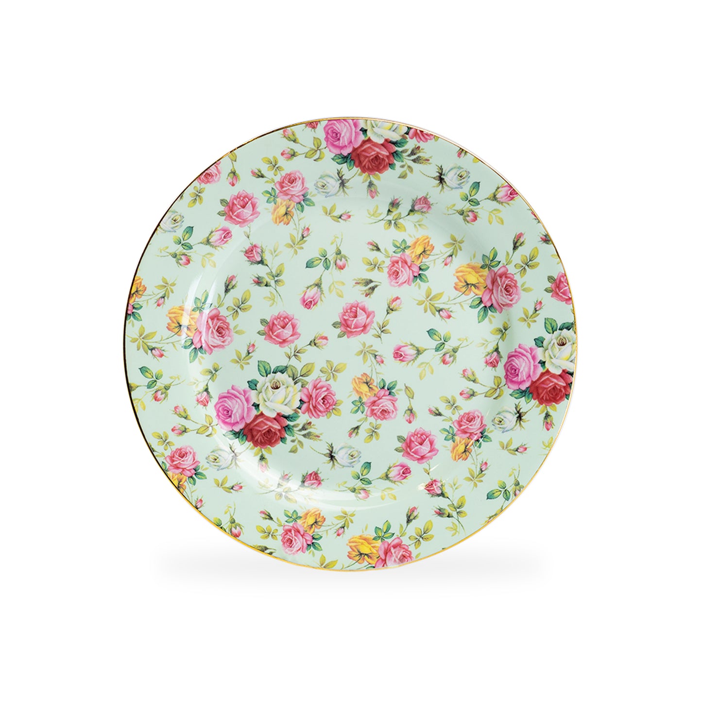 Rose Chintz Blue Dessert Plate