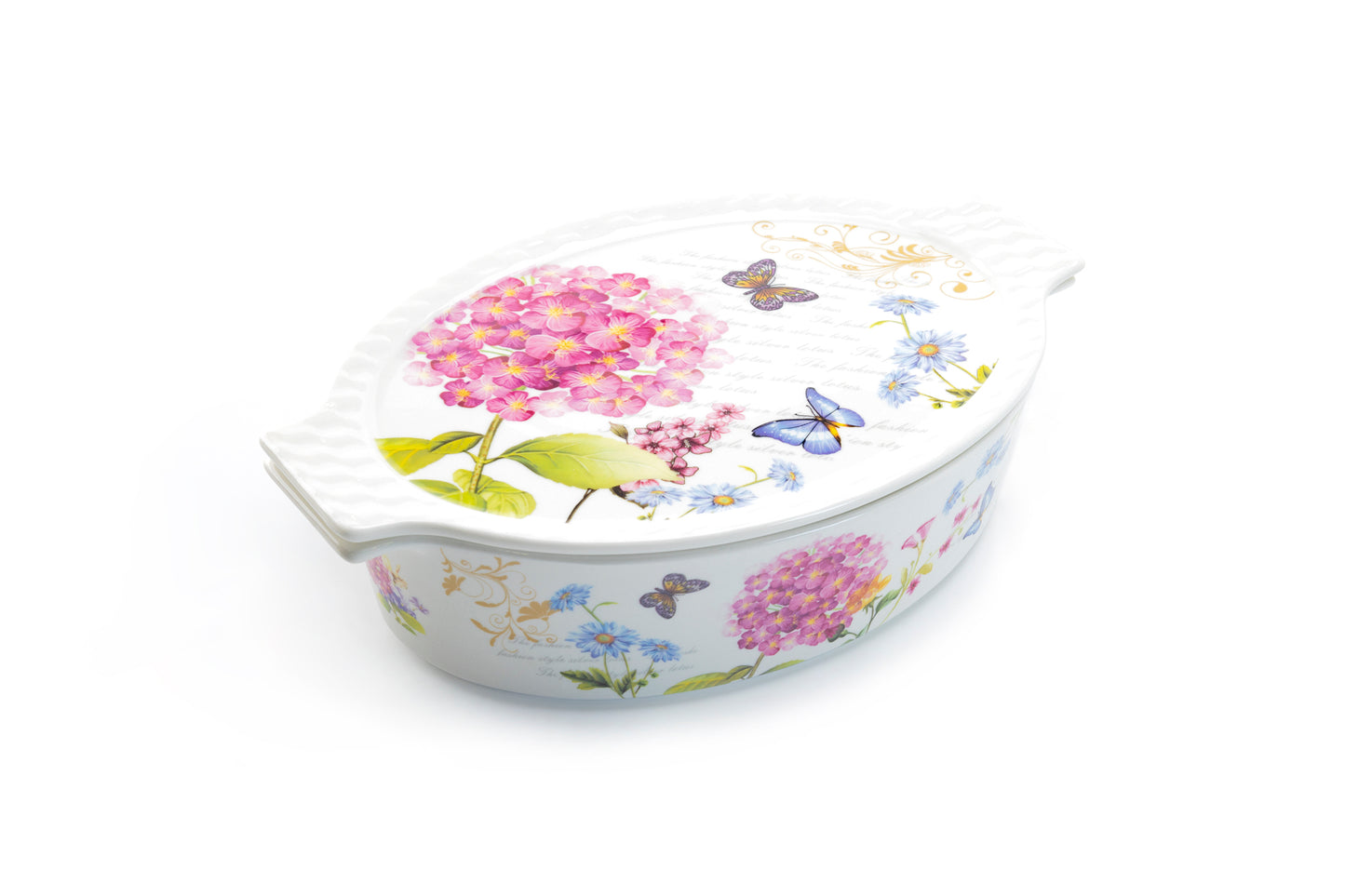 Grace Pantry 12" Hydrangea Butterfly 1.4 qt. Oval Casserole