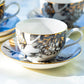 Grace Teaware Black Gold Peony Fine Porcelain Tea Cup and Saucer