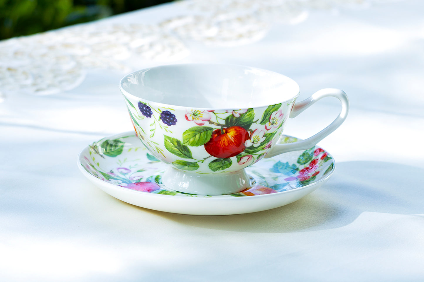 Grace Teaware Stechol Fruits Garden Bone China Tea Cup and Saucer