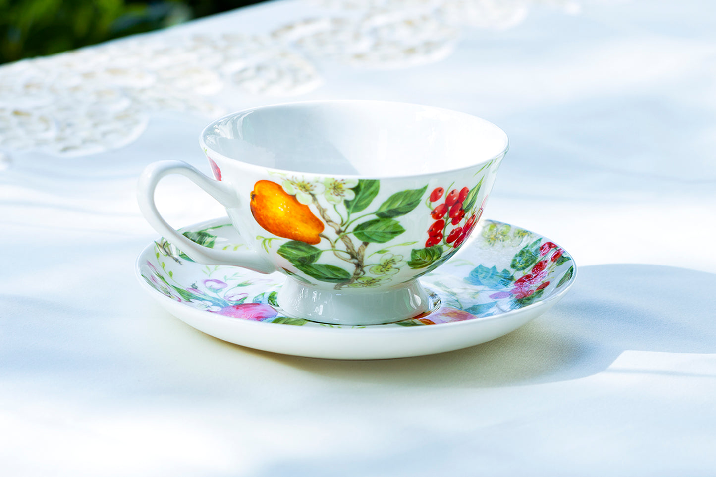 Stechcol Fruits Garden Bone China Tea Cup and Saucer