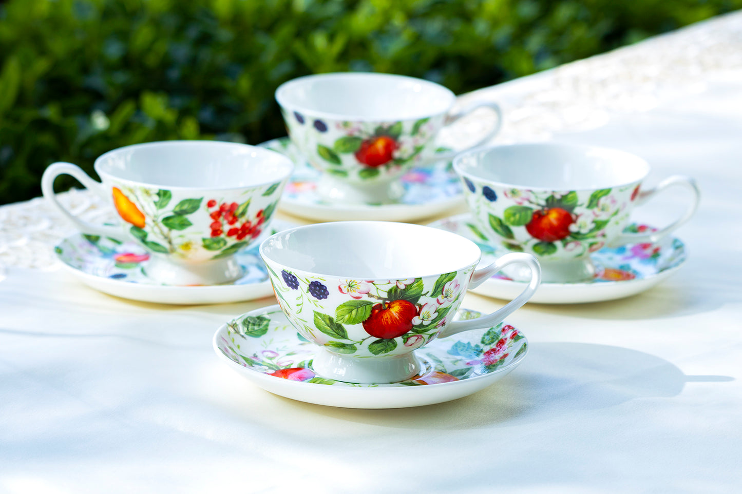 Grace Teaware Fruits Garden Bone China Tea Cup and Saucer