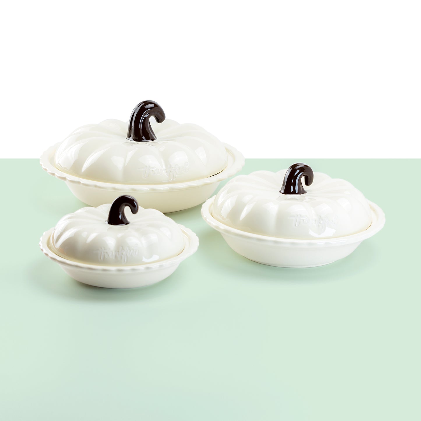white pumpkin pie serving dish with lid