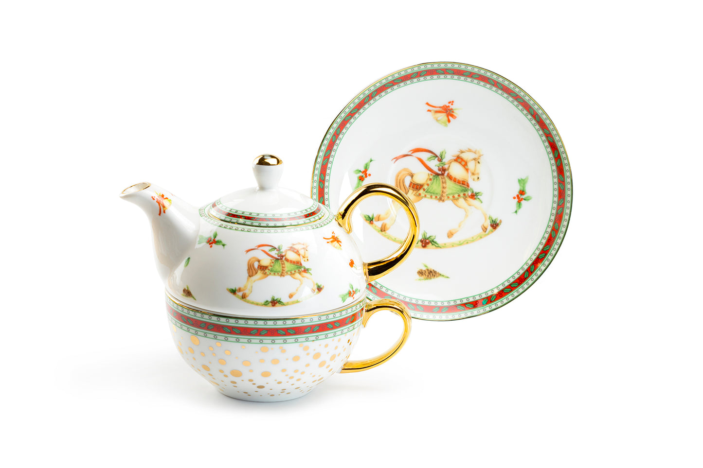 Christmas Rocking Horse Tea For One Set