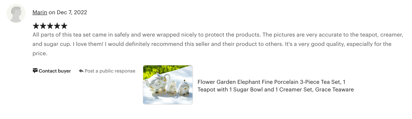 Summer Garden Elephant Fine Porcelain Tea Set