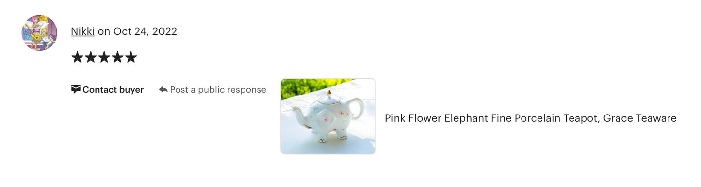 Pink Flower Elephant Fine Porcelain Teapot