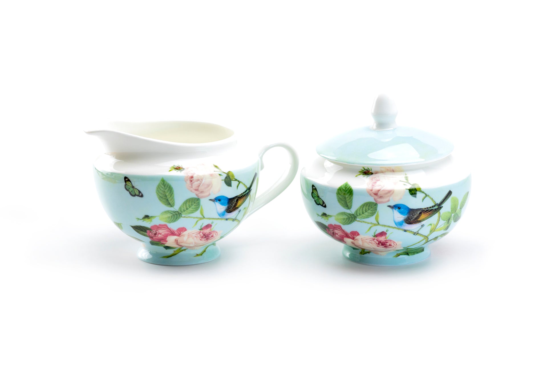 Stechcol Gracie Bone China Blue Jay Bone China Sugar & Creamer Set