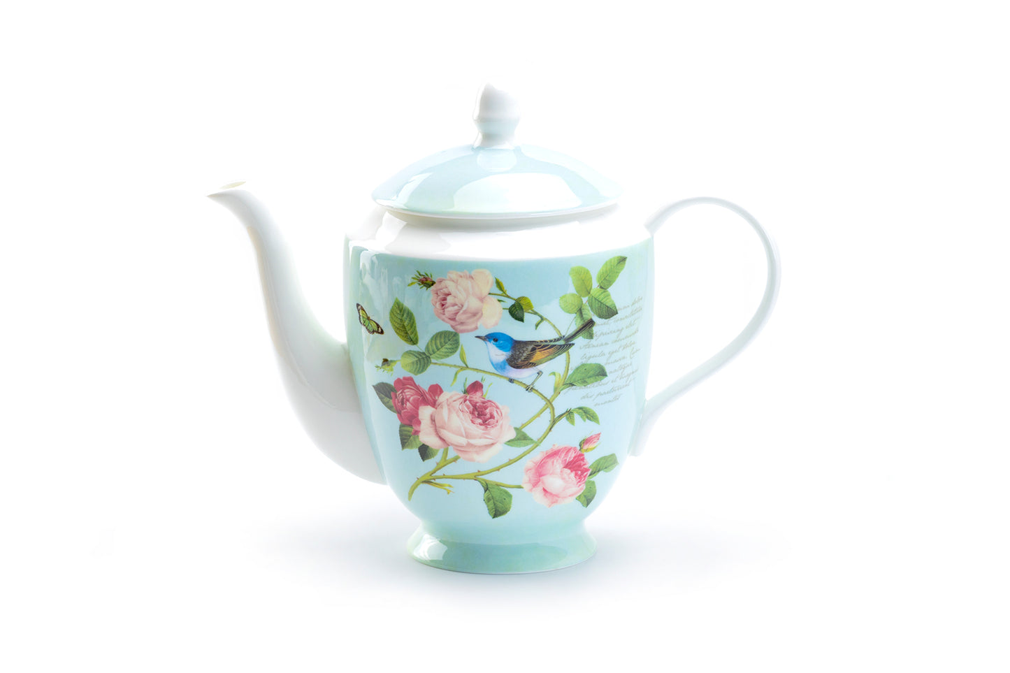 Stechcol Gracie Bone China Blue Jay Rose Garden Bone China Teapot