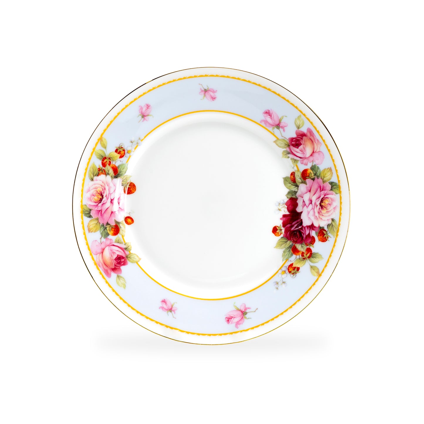 Stechcol Gracie Bone China 7.75" Peony and Strawberry Dessert Salad Plate