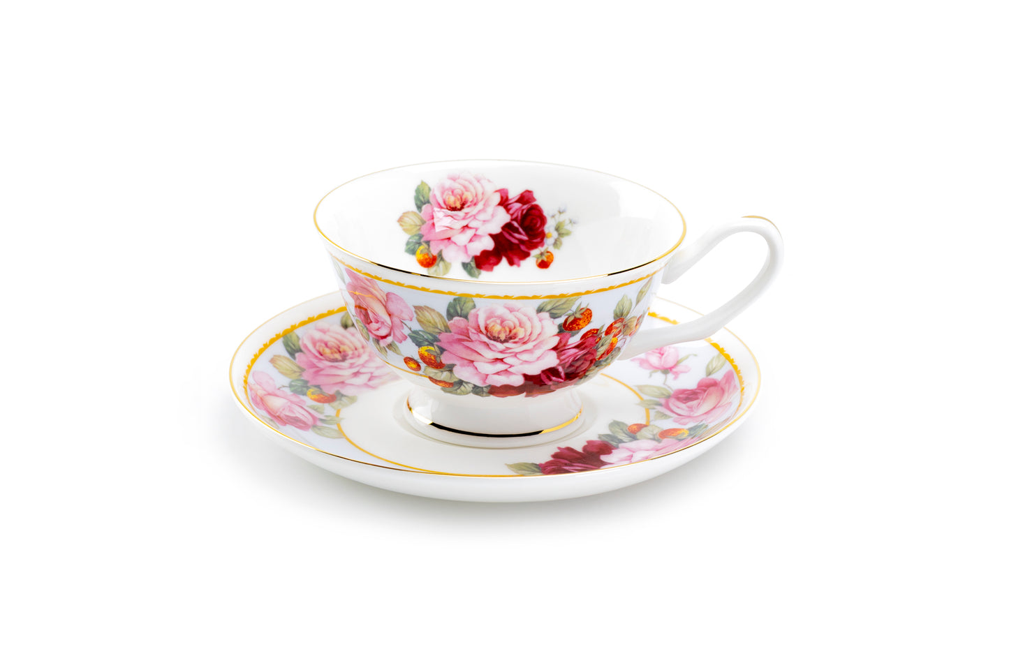 Stechcol Gracie Bone China Peony and Strawberry Bone China Tea Cup