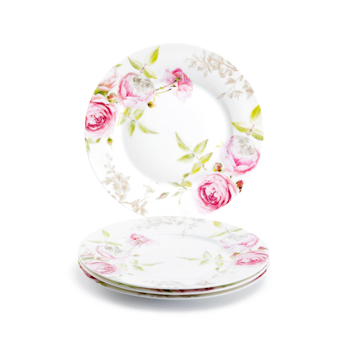 Stechcol Gracie Bone China 7.5" Beau Rose Bone China Dessert Salad Plate Set of 4