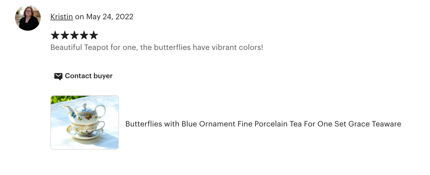 Butterflies with Blue Ornament Fine Porcelain Tea For One Set