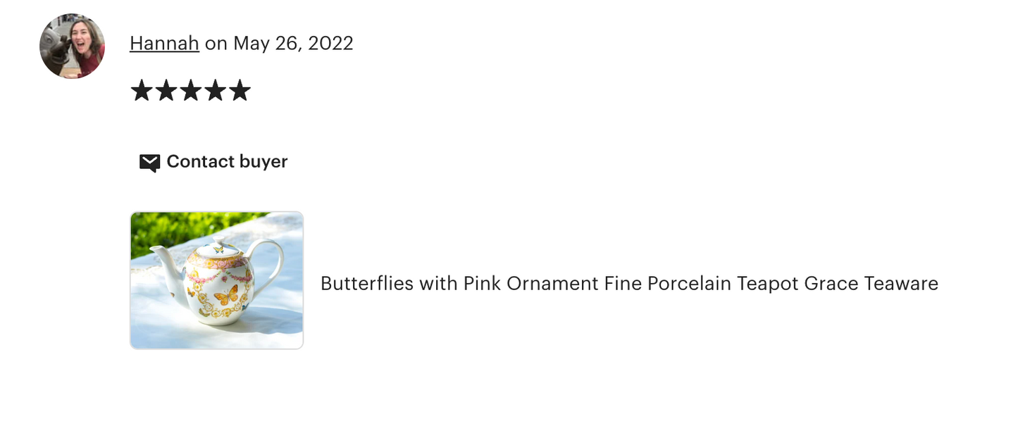 Butterflies with Pink Ornament Fine Porcelain Teapot