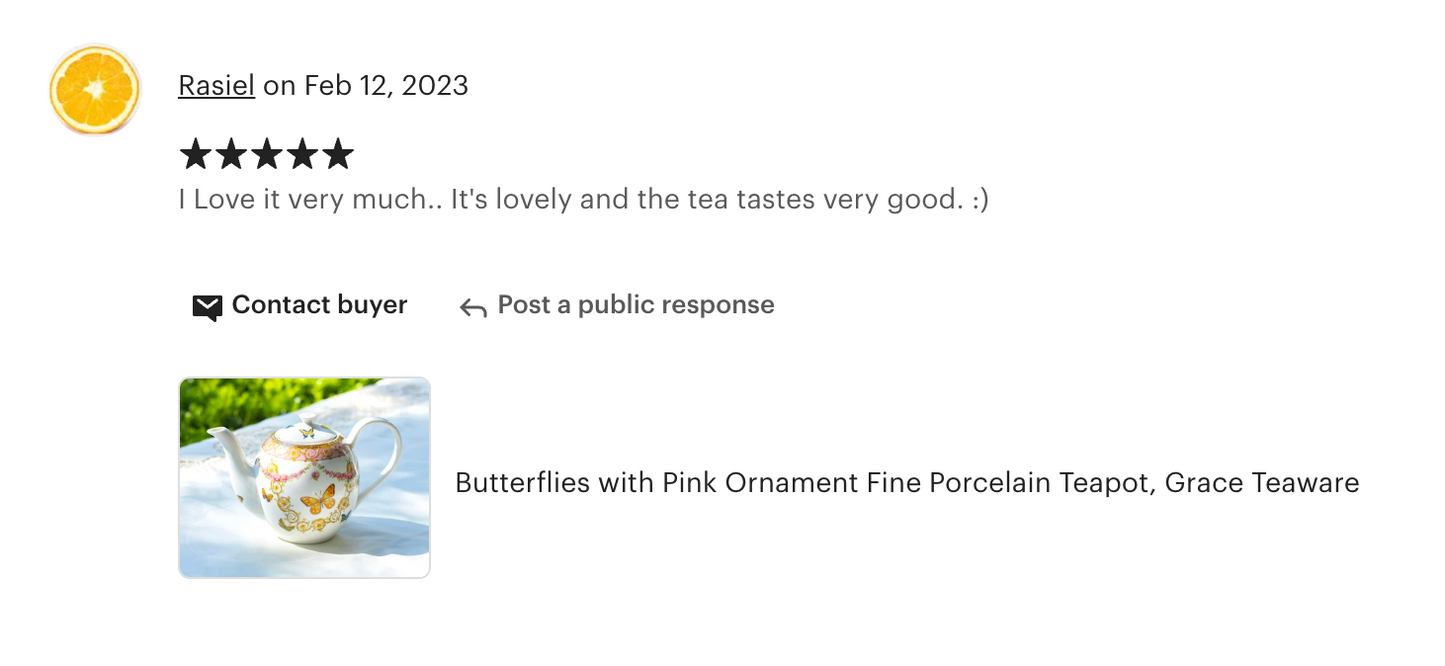 Butterflies with Pink Ornament Fine Porcelain Teapot