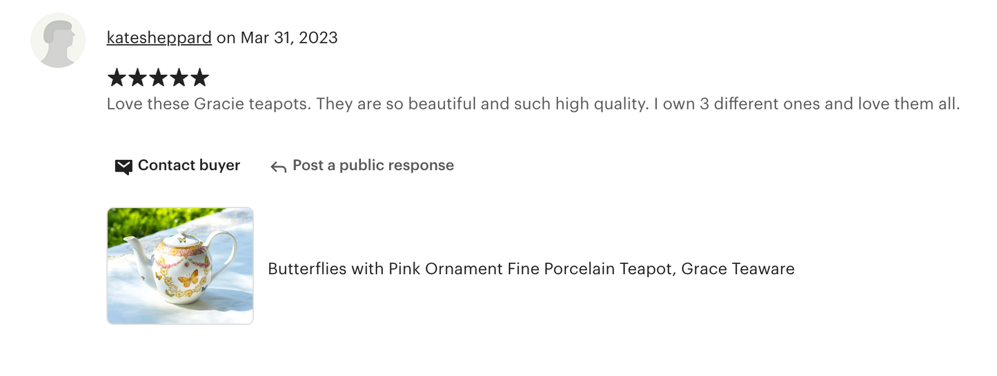 Butterflies with Pink Ornament Fine Porcelain Teapot