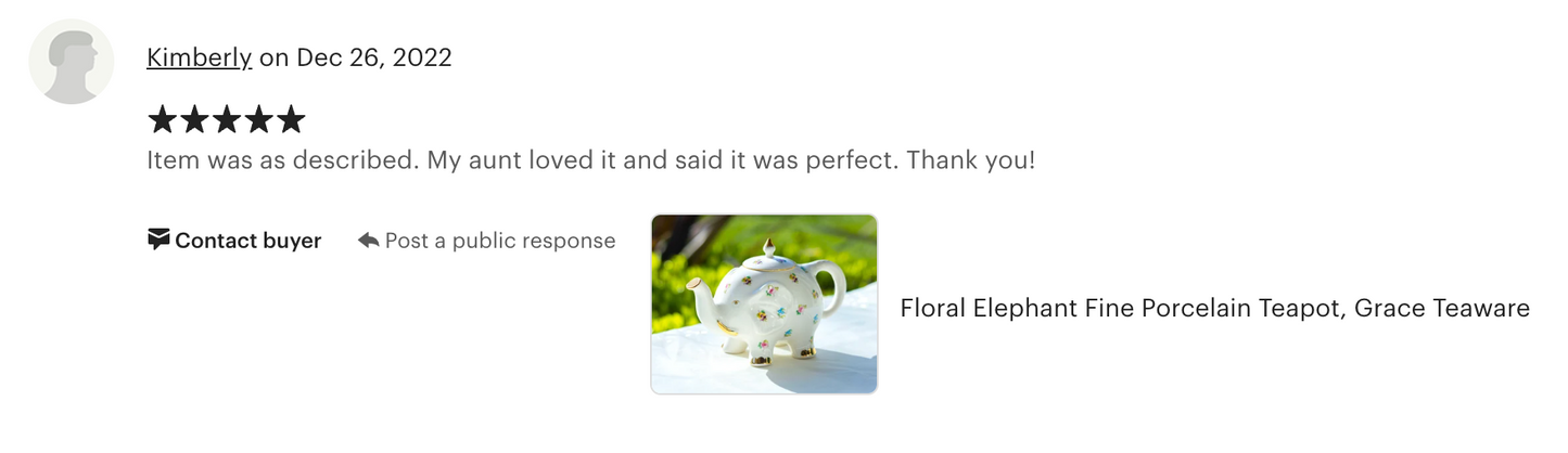 Floral Elephant Fine Porcelain Teapot