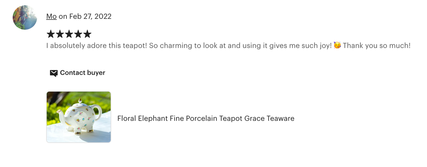 Floral Elephant Fine Porcelain Teapot