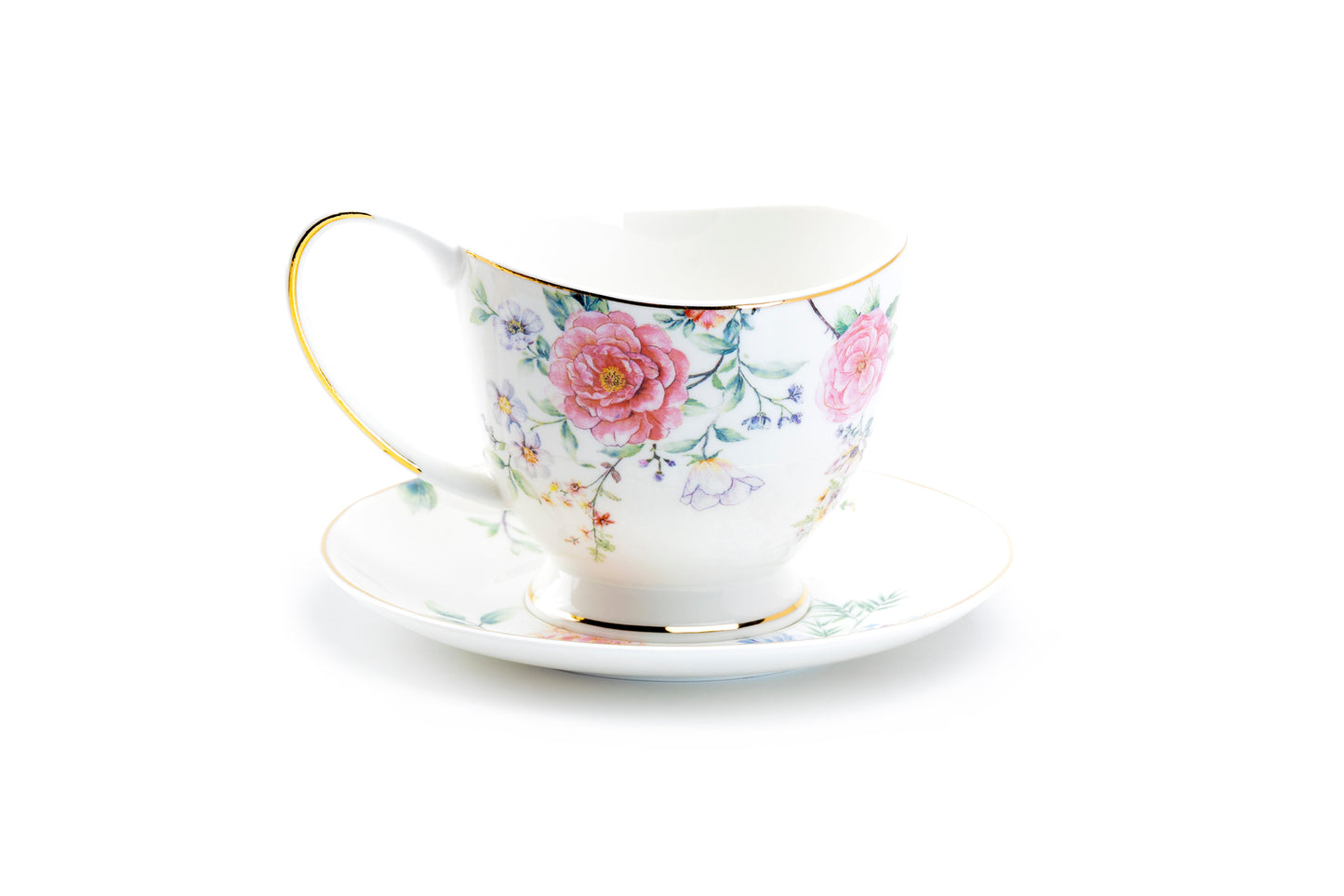 Pink Camellia Fine Porcelain Tea Cup and Saucer