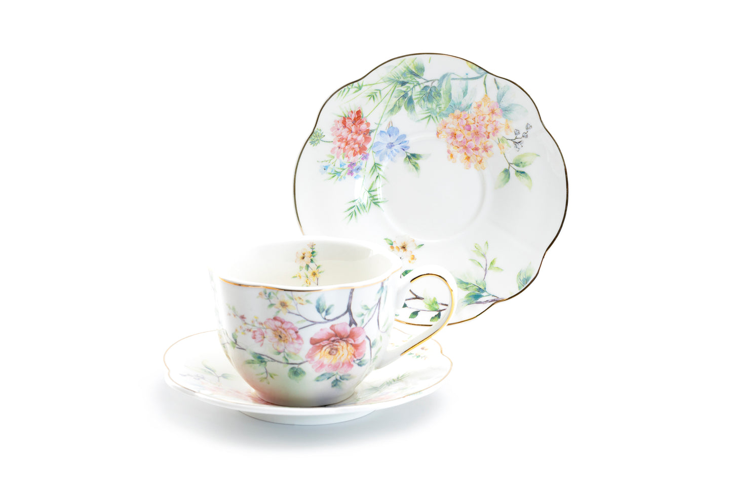 Grace Teaware Pink Camellia Fine Porcelain Tea Cup and Saucer Set