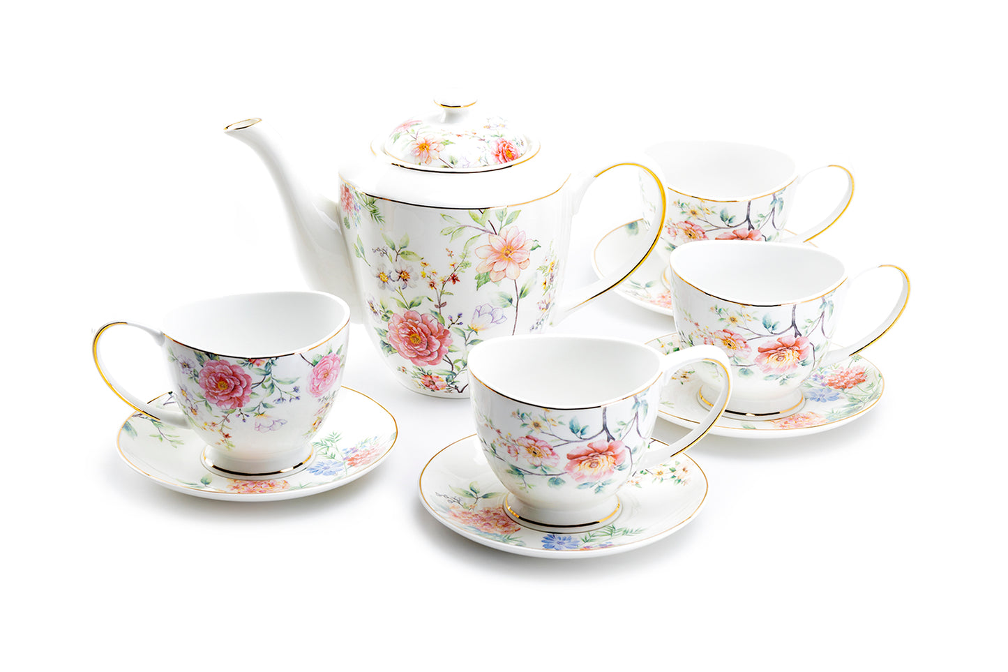 Grace Teaware Pink Camellia Fine Porcelain Tea Set