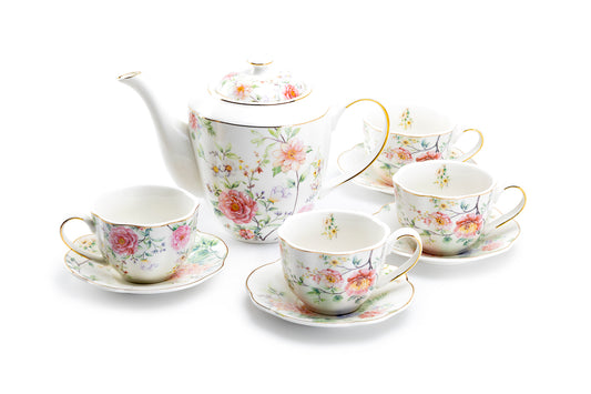 Pink Camellia Fine Porcelain Tea Set