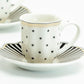 Gift Boxed Black Josephine Stripes and Dots 3oz Espresso Cups and Saucers
