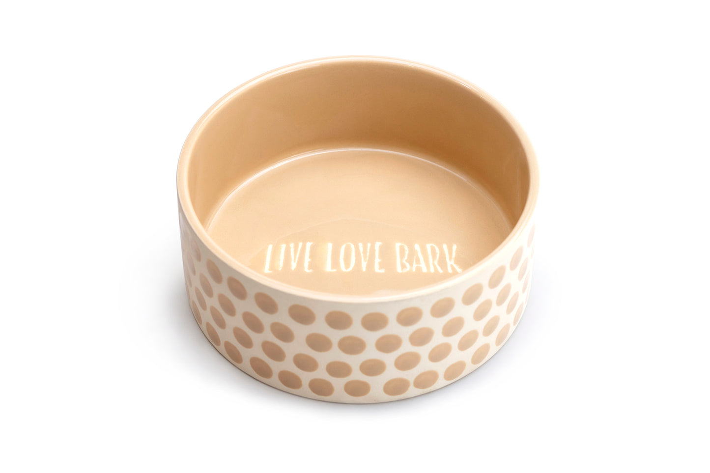 7" Taupe Dots Heavy Weight Ceramic Pet Bowl