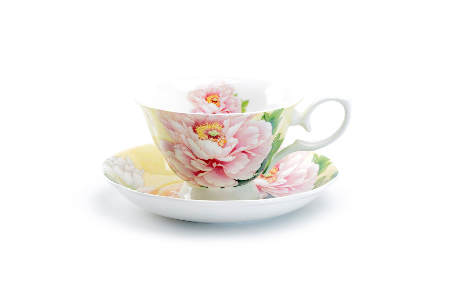 Stechcol Gracie Bone China Empire Peony Bone China Tea Cup and Saucer