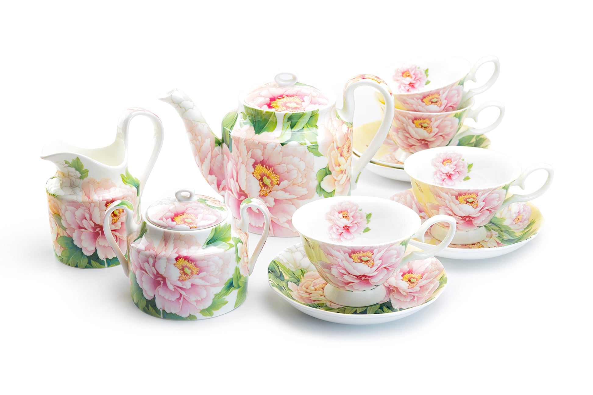 Stechcol Gracie Bone China Empire Peony Bone China 11-Piece Tea Set