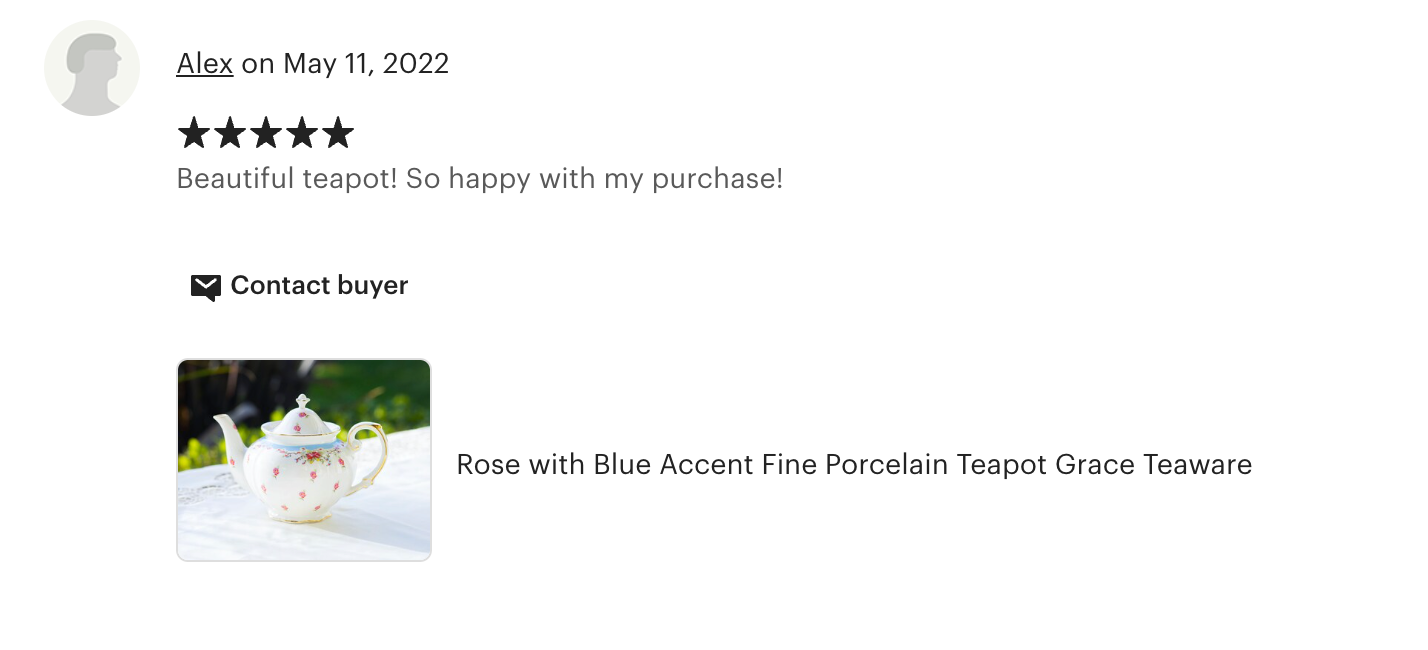 Rose with Blue Accent Fine Porcelain Teapot