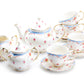 Grace Teaware Rose with Blue Accent Fine Porcelain 11-Piece Tea Set
