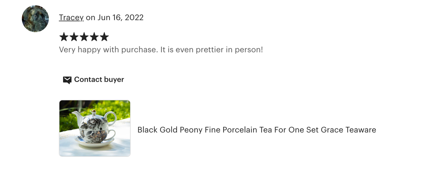 Black Gold Peony Fine Porcelain Tea For One Set